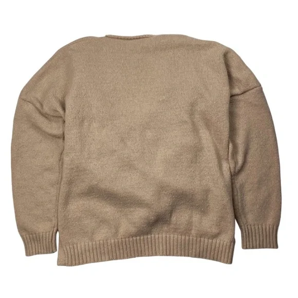 Women’s Tan Pull Over Sweater V-Neck - Picture 4 of 8